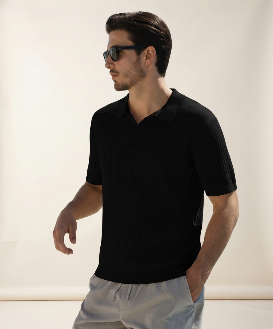 looksmaxxing-premium-ribbed-polo-amalfi Black