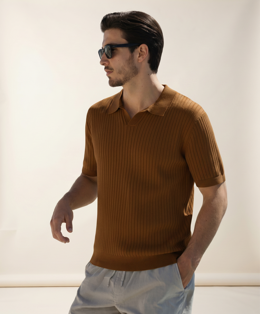 looksmaxxing-premium-ribbed-polo-amalfi Brown
