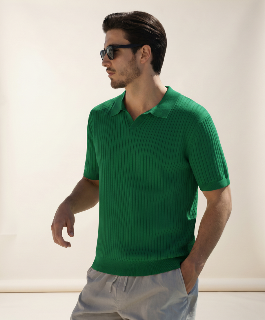 looksmaxxing-premium-ribbed-polo-amalfi Green