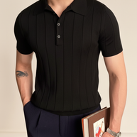 looksmaxxing-ribbed-polo-menton Black