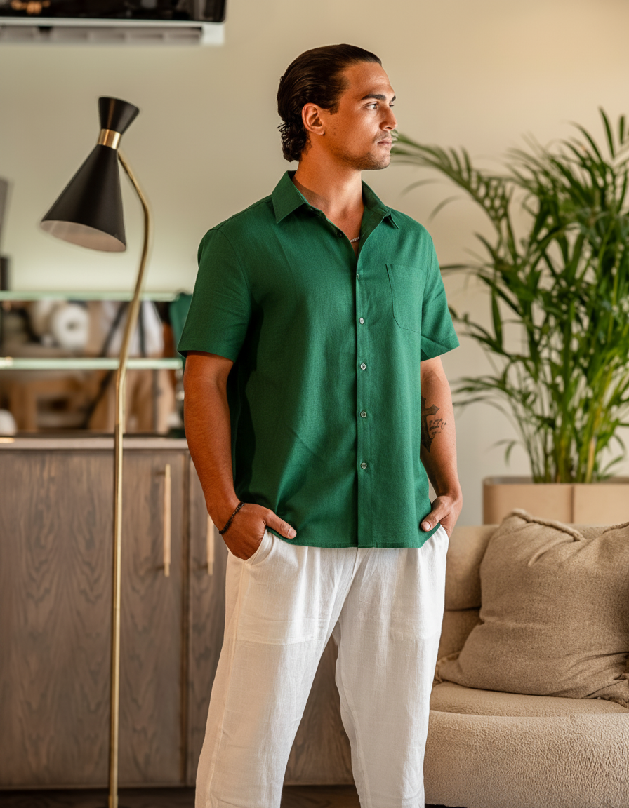 Looksmaxxing Machu short-sleeve shirt in green, product photo