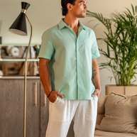 Looksmaxxing Machu short-sleeve shirt in mint green, product photo