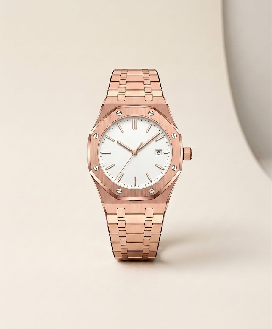 Looksmaxxing Pladen steel watch in white, product photo