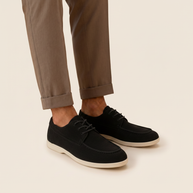Looksmaxxing Knightsbridge suede lace shoes in black, product photo