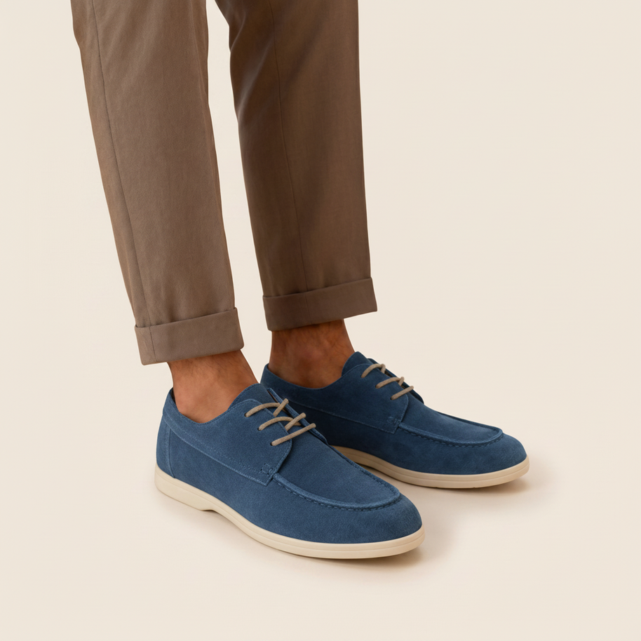 Looksmaxxing Knightsbridge suede lace shoes in blue, product photo
