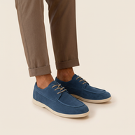 Looksmaxxing Knightsbridge suede lace shoes in blue, product photo
