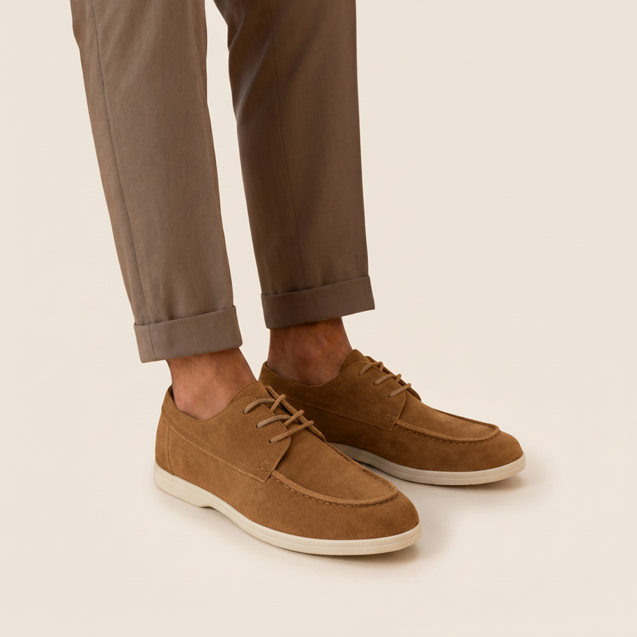 Looksmaxxing Knightsbridge suede lace shoes in mocha, product photo