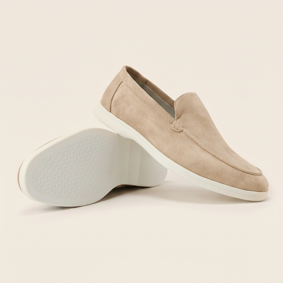 Looksmaxxing Italian Cut suede loafers in beige, product photo