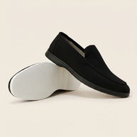 Looksmaxxing Italian Cut suede loafers in black, product photo