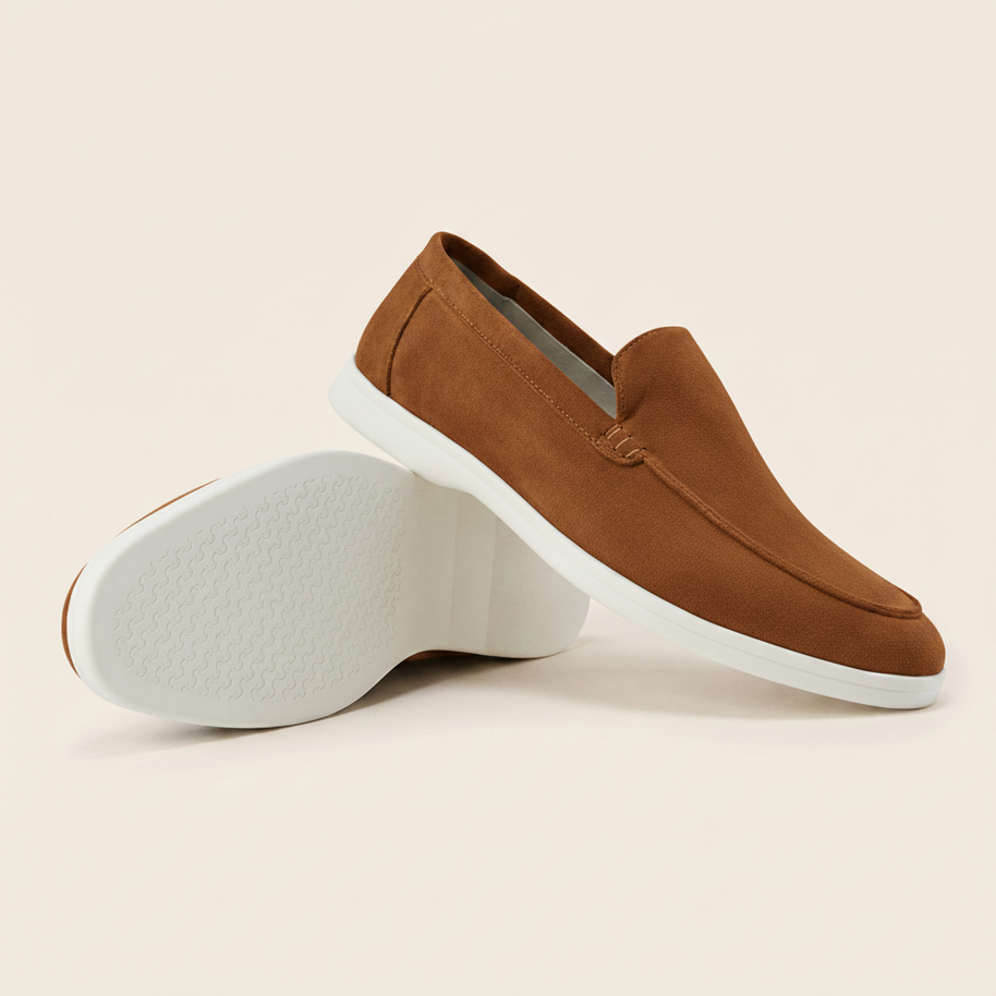 Looksmaxxing Italian Cut suede loafers in brown, product photo