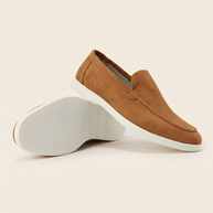Looksmaxxing Italian Cut suede loafers in caramel, product photo
