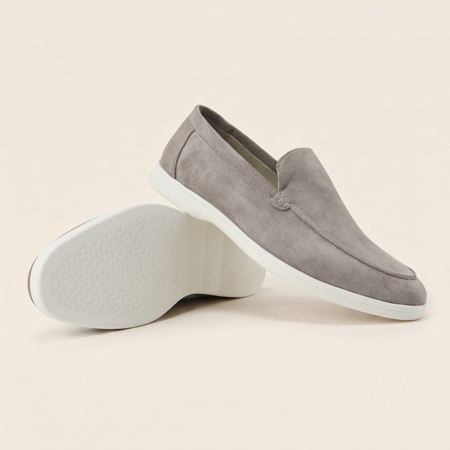 Looksmaxxing Italian Cut suede loafers in grey, product photo