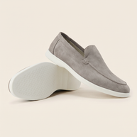 Looksmaxxing Italian Cut suede loafers in grey, product photo