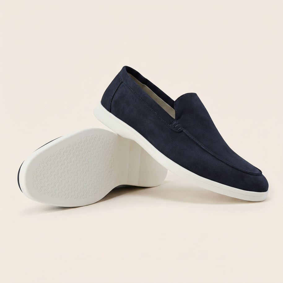 Looksmaxxing Italian Cut suede loafers in navy, product photo