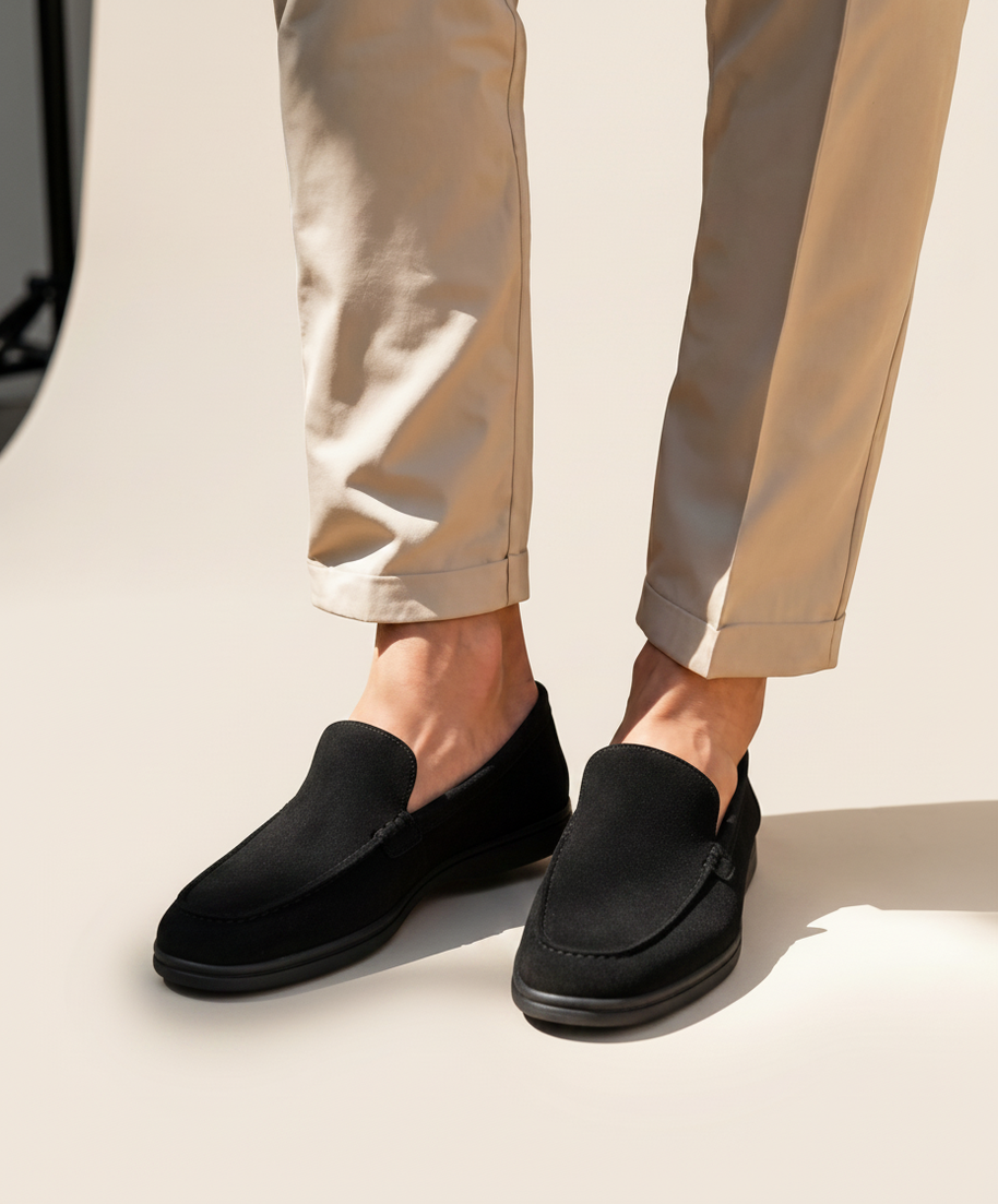 Looksmaxxing Premium suede loafers in black, product photo