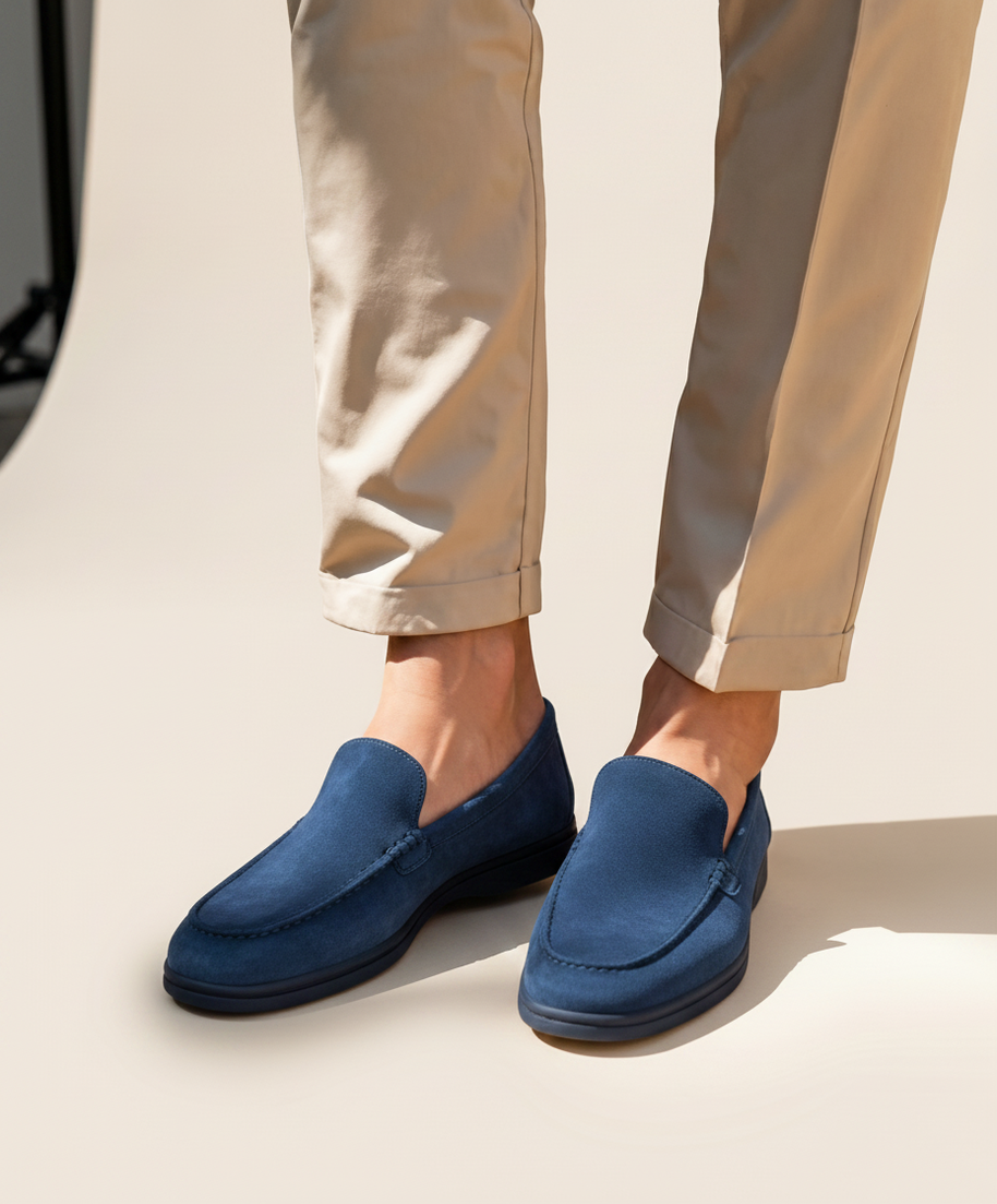 Looksmaxxing Premium suede loafers in blue, product photo