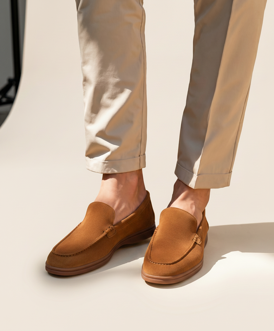 Looksmaxxing Premium suede loafers in caramel, product photo