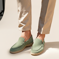 Looksmaxxing Premium suede loafers in light green, product photo