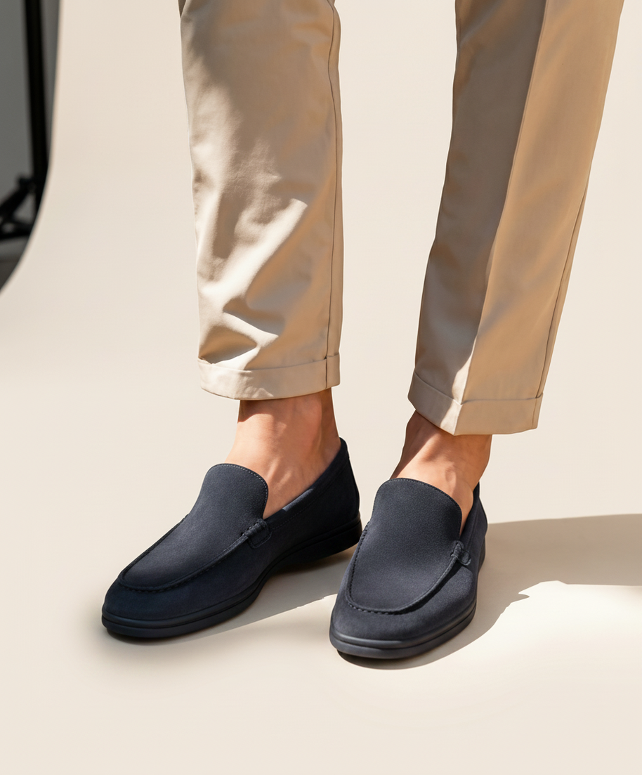 Looksmaxxing Premium suede loafers in marine blue, product photo