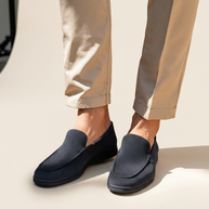 Looksmaxxing Premium suede loafers in marine blue, product photo