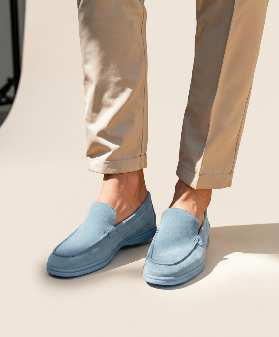 Looksmaxxing Premium suede loafers in skye blue, product photo