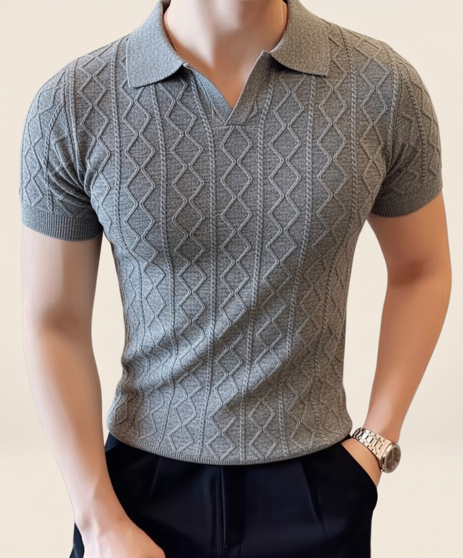 looksmaxxing-textured-polo-savoy Gray