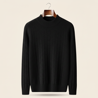Looksmaxxing textured wool mock-neck jumper in black, product photo