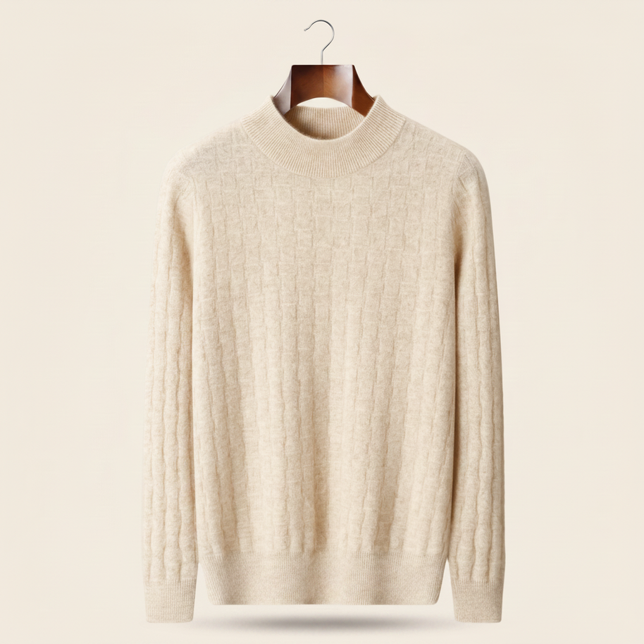 Looksmaxxing textured wool mock-neck jumper in ivory, product photo