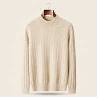 Looksmaxxing textured wool mock-neck jumper in ivory, product photo