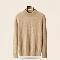 Looksmaxxing textured wool mock-neck jumper in sand, product photo