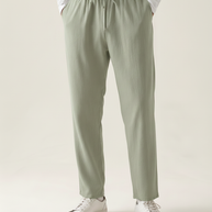 Looksmaxxing Santorini linen trousers in sage, product photo